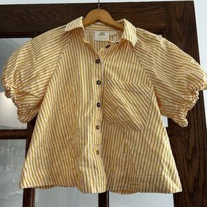 Maeve Yellow Striped Button Down Shirt
